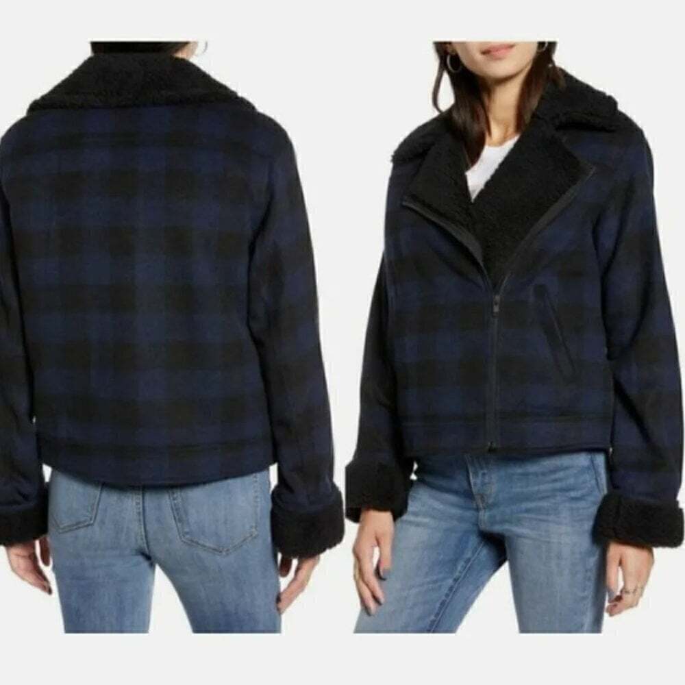 Treasure & Bond Women’s Blue/Black Plaid Jacket Size Small